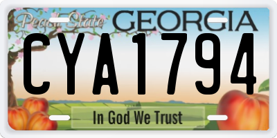 GA license plate CYA1794