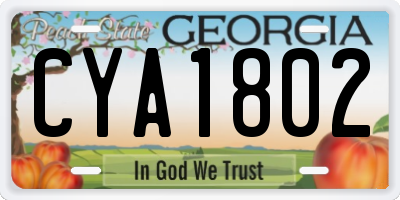 GA license plate CYA1802