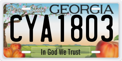 GA license plate CYA1803