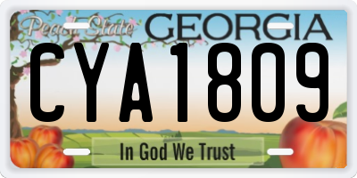 GA license plate CYA1809