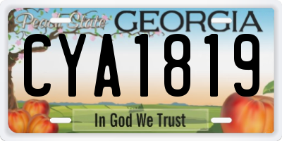 GA license plate CYA1819
