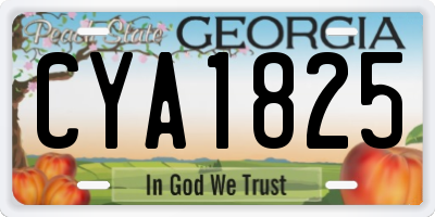 GA license plate CYA1825