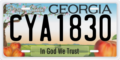 GA license plate CYA1830