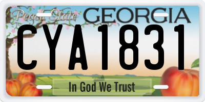 GA license plate CYA1831