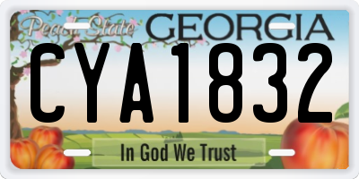 GA license plate CYA1832