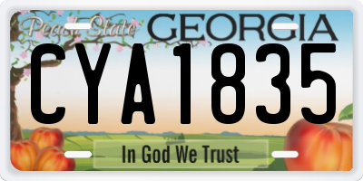 GA license plate CYA1835