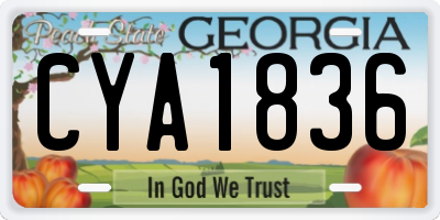 GA license plate CYA1836