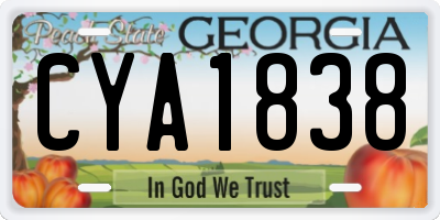 GA license plate CYA1838