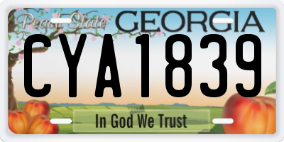 GA license plate CYA1839