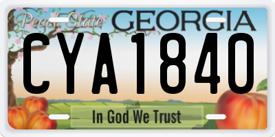 GA license plate CYA1840