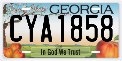 GA license plate CYA1858
