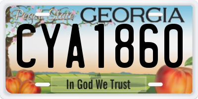 GA license plate CYA1860