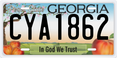 GA license plate CYA1862