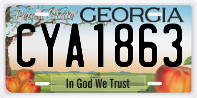 GA license plate CYA1863