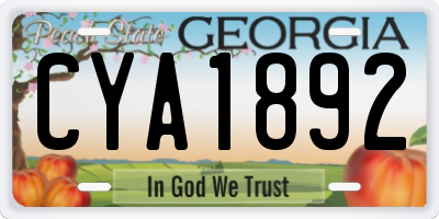 GA license plate CYA1892