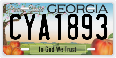 GA license plate CYA1893