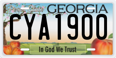 GA license plate CYA1900