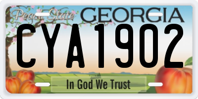GA license plate CYA1902