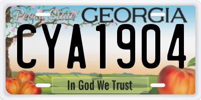 GA license plate CYA1904