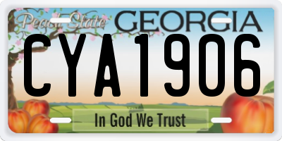 GA license plate CYA1906