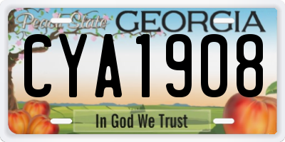 GA license plate CYA1908