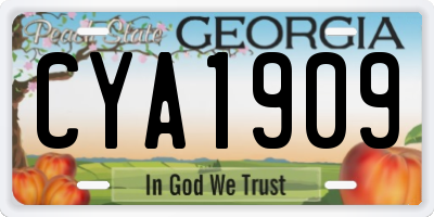 GA license plate CYA1909