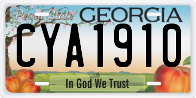 GA license plate CYA1910