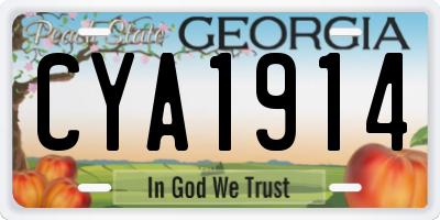 GA license plate CYA1914