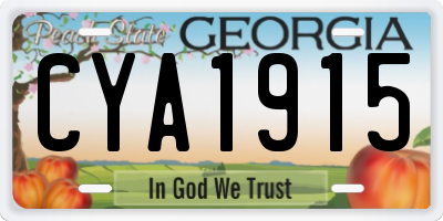 GA license plate CYA1915