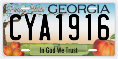 GA license plate CYA1916