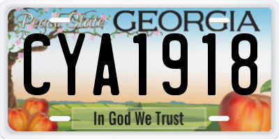 GA license plate CYA1918