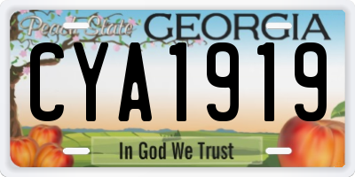 GA license plate CYA1919