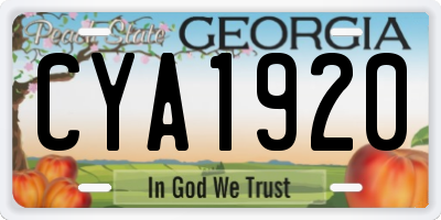 GA license plate CYA1920