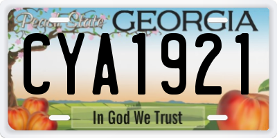 GA license plate CYA1921