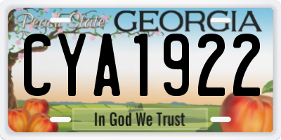 GA license plate CYA1922