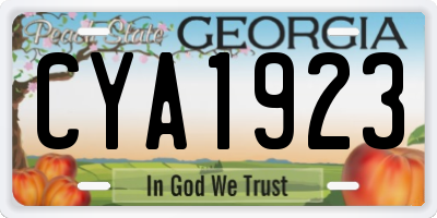 GA license plate CYA1923
