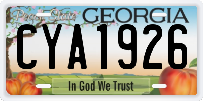 GA license plate CYA1926