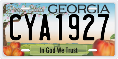 GA license plate CYA1927