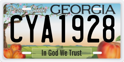 GA license plate CYA1928