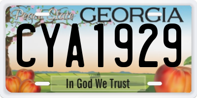 GA license plate CYA1929