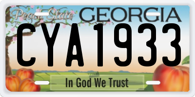 GA license plate CYA1933