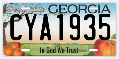 GA license plate CYA1935