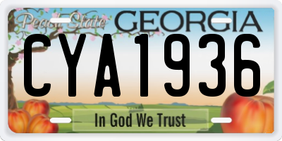 GA license plate CYA1936