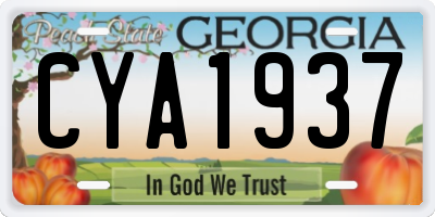 GA license plate CYA1937