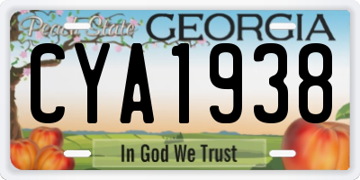 GA license plate CYA1938