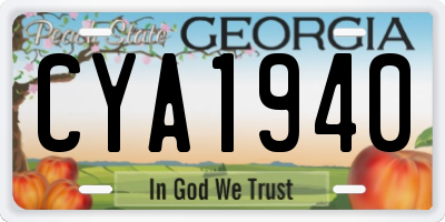 GA license plate CYA1940