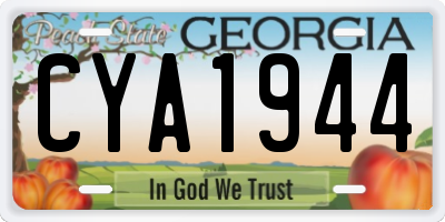 GA license plate CYA1944