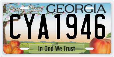 GA license plate CYA1946