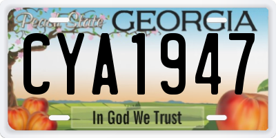 GA license plate CYA1947