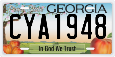 GA license plate CYA1948